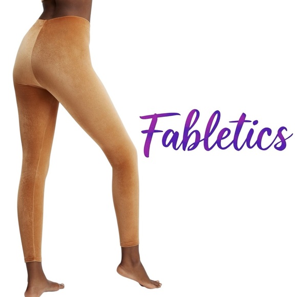 Fabletics Emma Velour High Waist Yoga Leggings Light Honey Size Medium - Picture 2 of 6